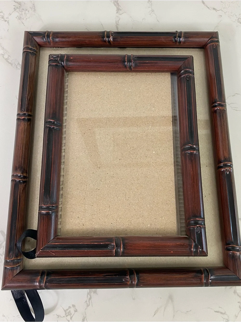 Two's Company Dark Brown Bamboo-Style Picture Frame Set table top